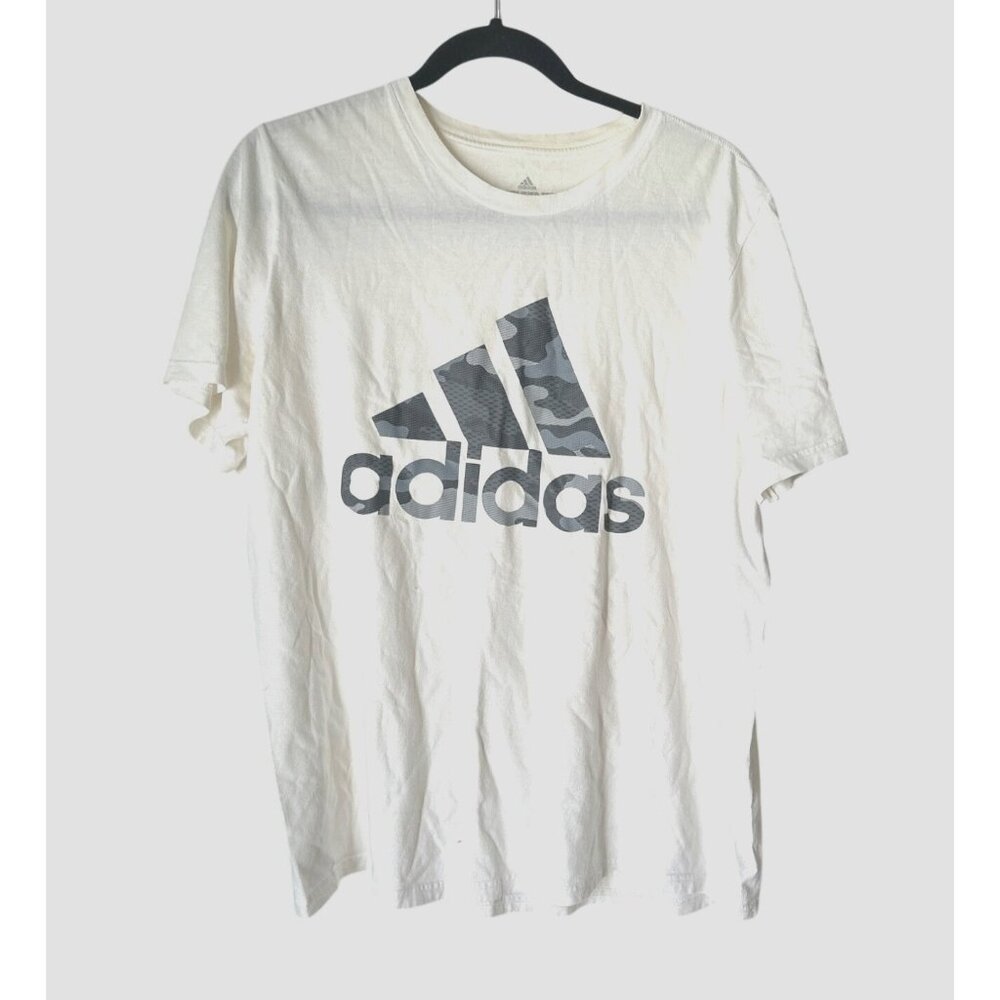 Adidas Mens Amplifier Tee White Camouflage Logo T-Shirt Size L Cotton & Polyeste